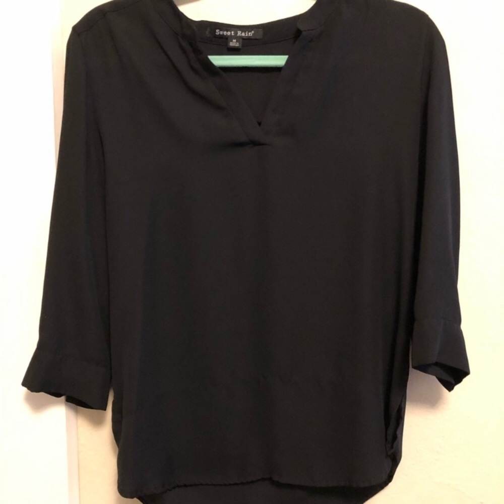 Black Quarter Sleeve Blouse